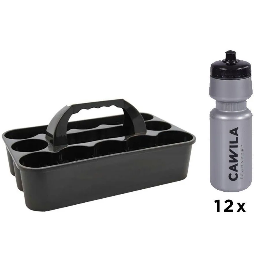 Bidons 12 stuks Grijs incl. houder Cawila