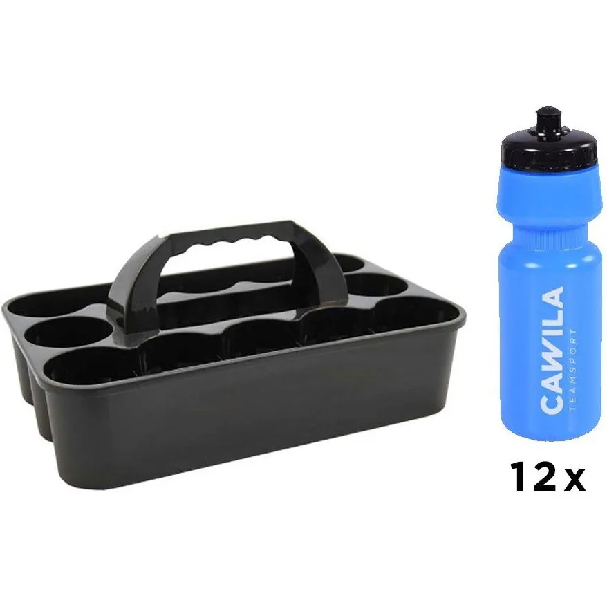 Bidons 12 stuks Blauw incl. houder Cawila