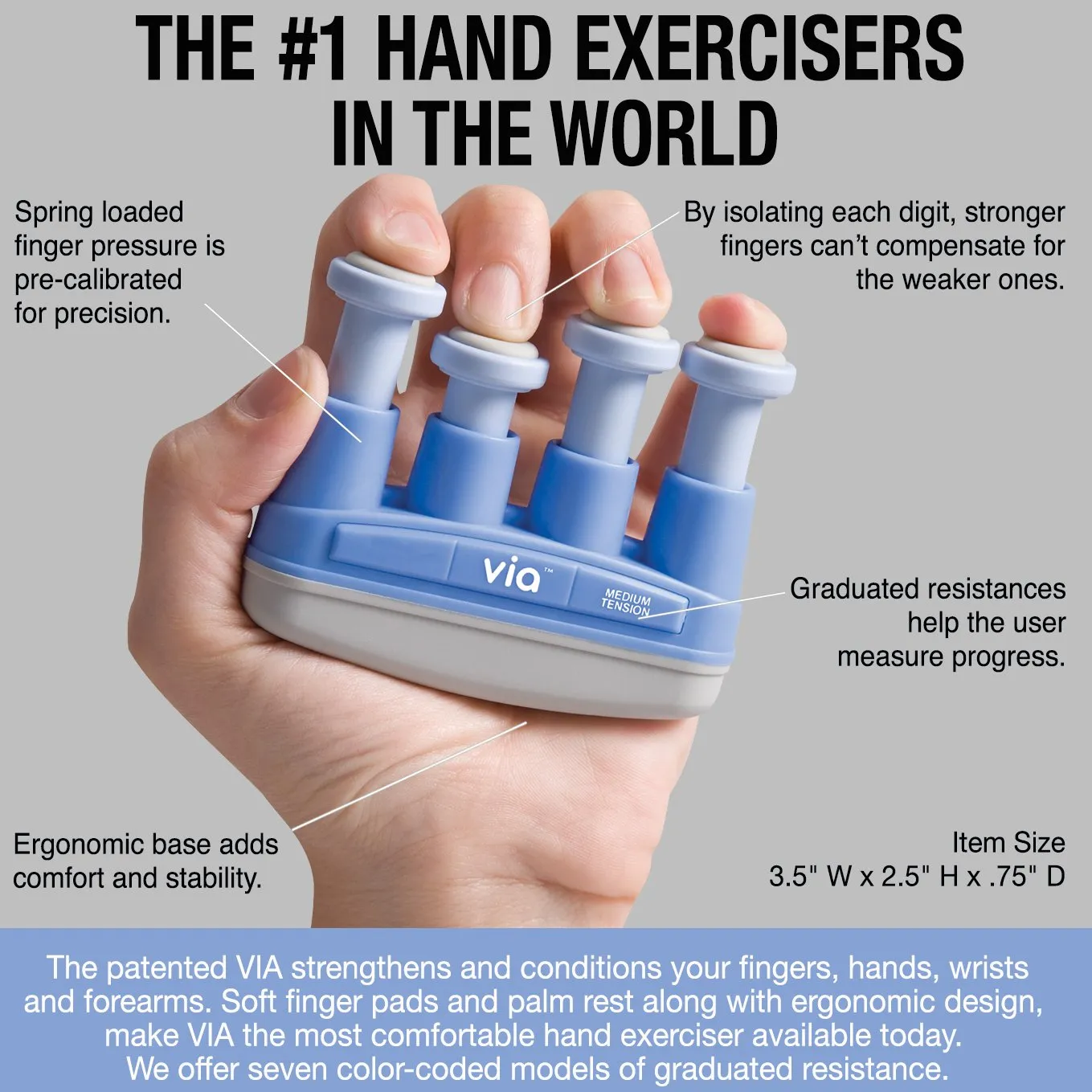 Gripmaster Via handtrainer Medium - Blauw