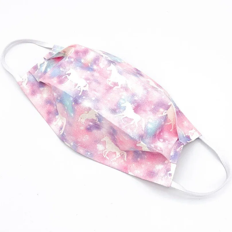 Kinder mondkapje stof Roze Unicorn