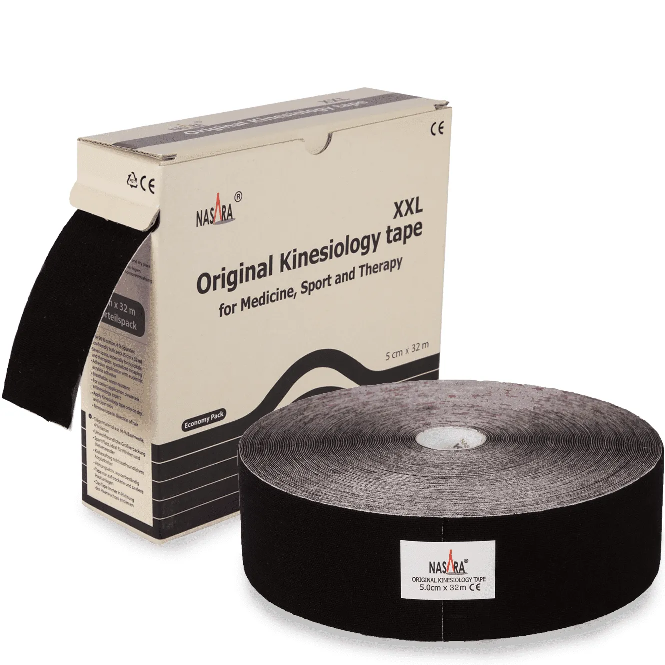 Kinesiotape Nasara Zwart 32 meter