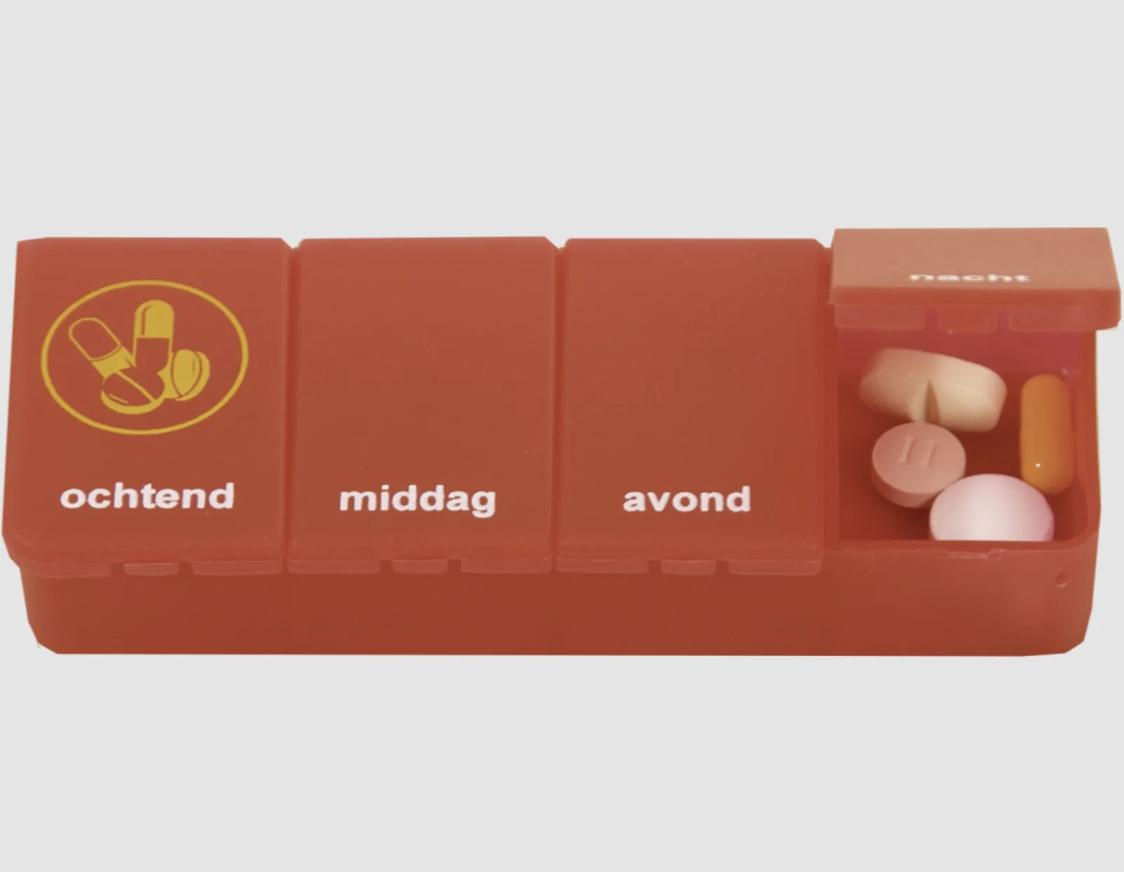  Klein pillendoosje 1 dag 4-vaks Rood