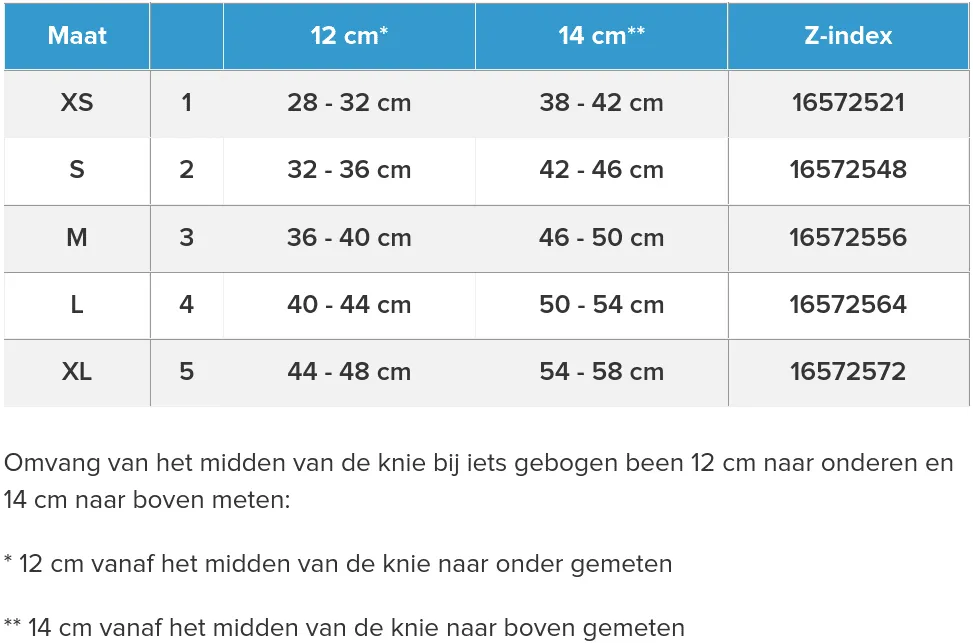 kniebrace cellacare genu classic maten