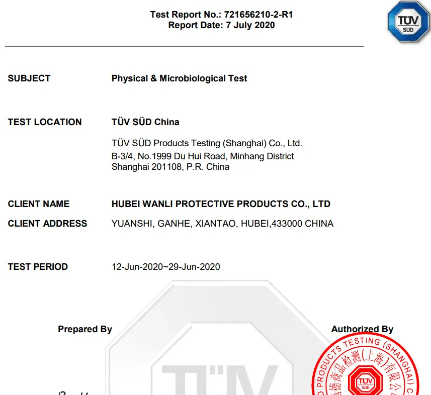 Medische mondkapjes tuv testrapport