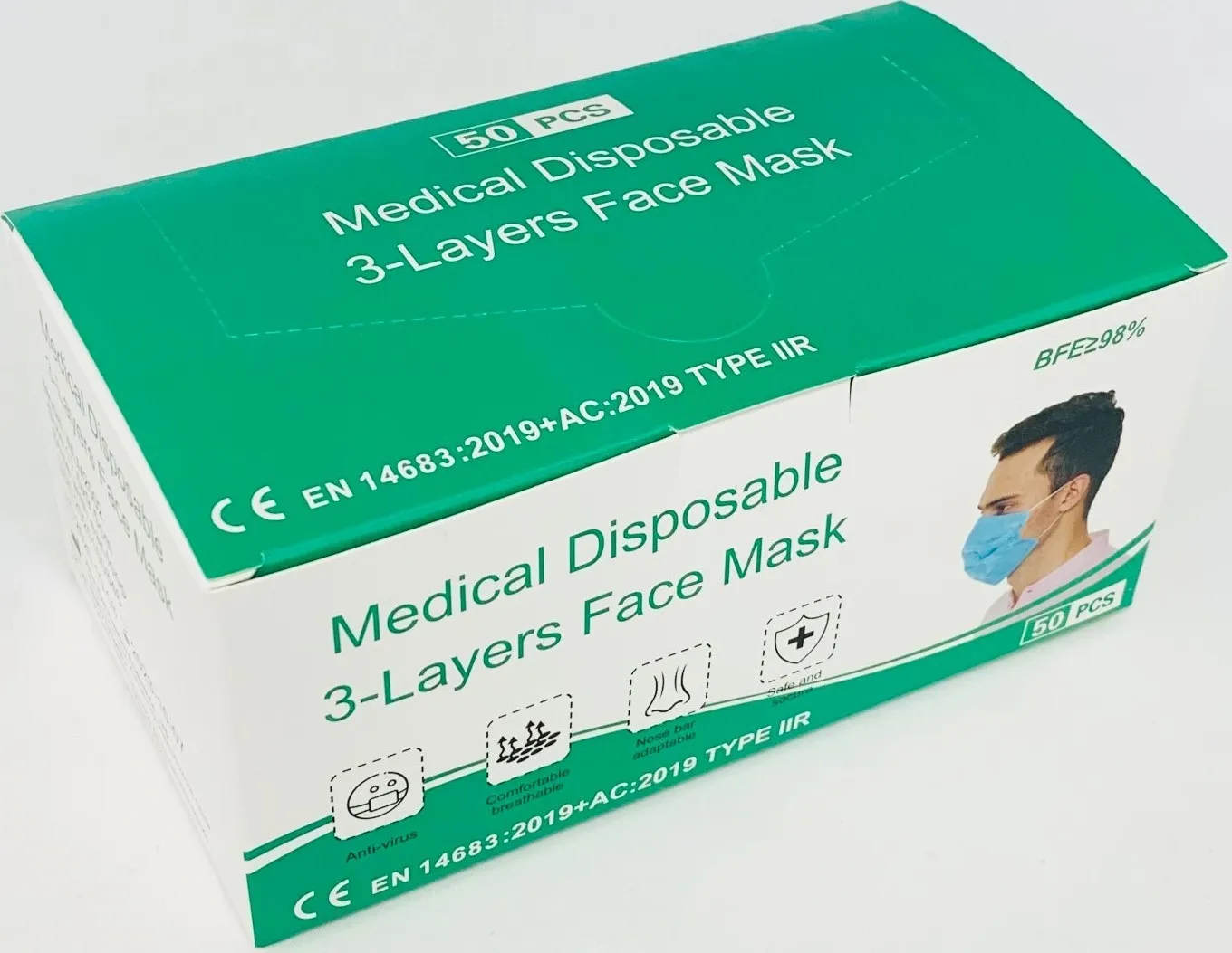 Medische mondkapjes type IIR Blauw