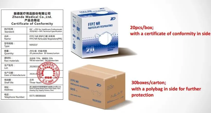 FFP2 masker 20 stuks ZD Medical