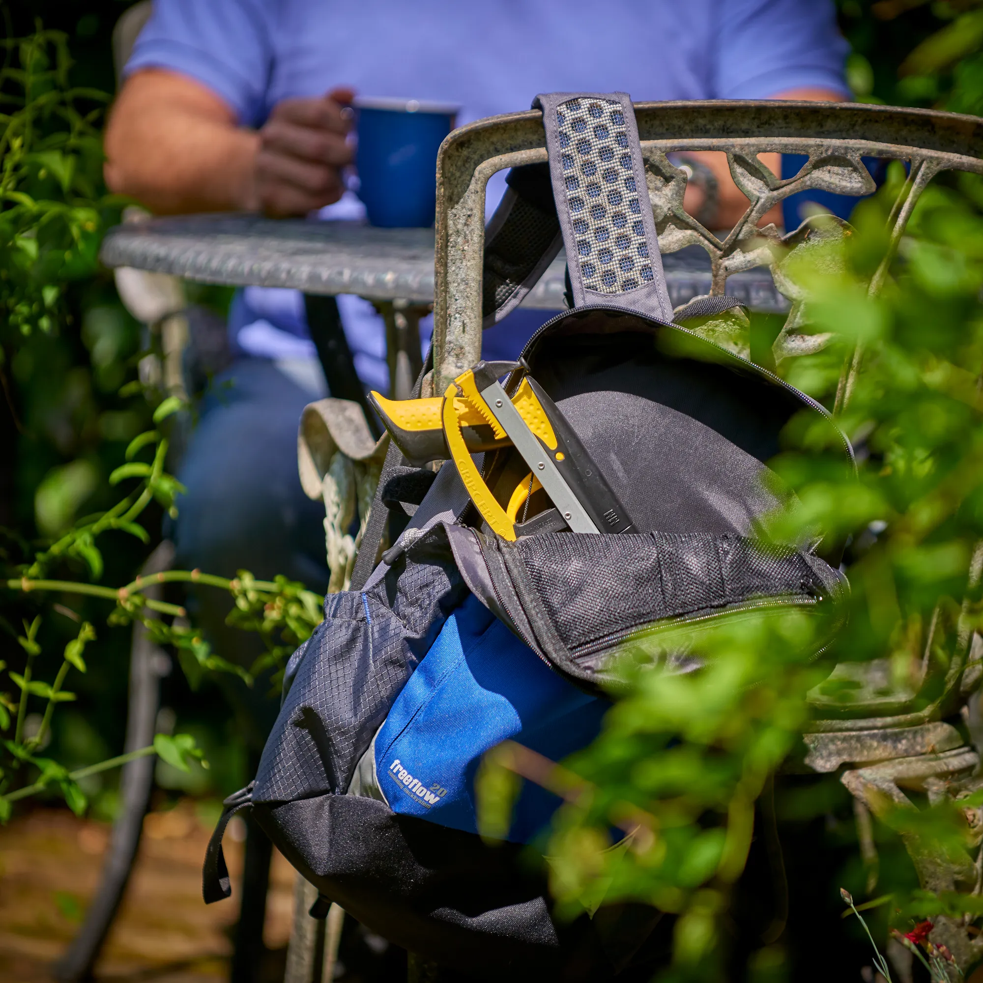 opvouwbare handgrijper in rugtas