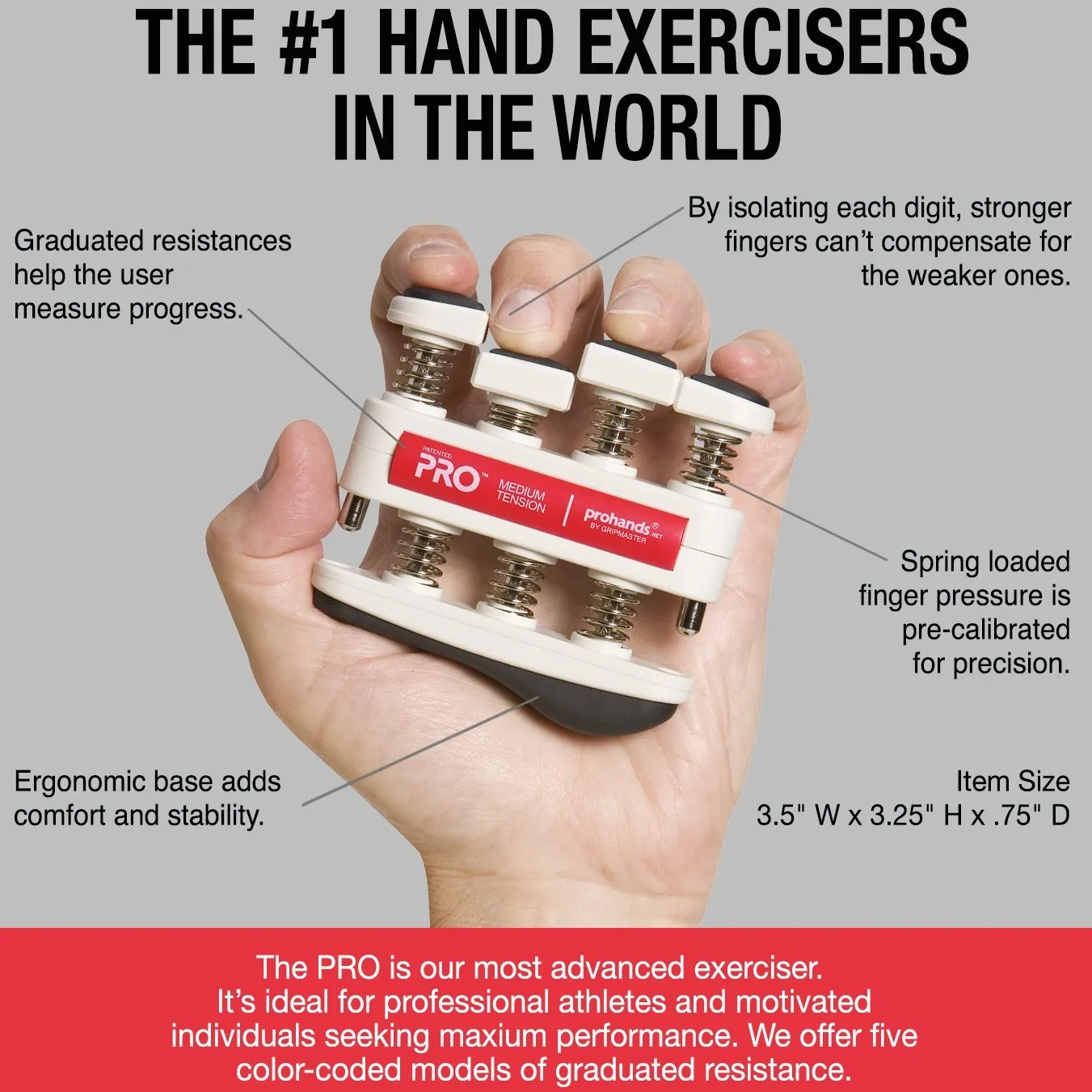 Gripmaster Pro handtrainer Extra zwaar - Grijs