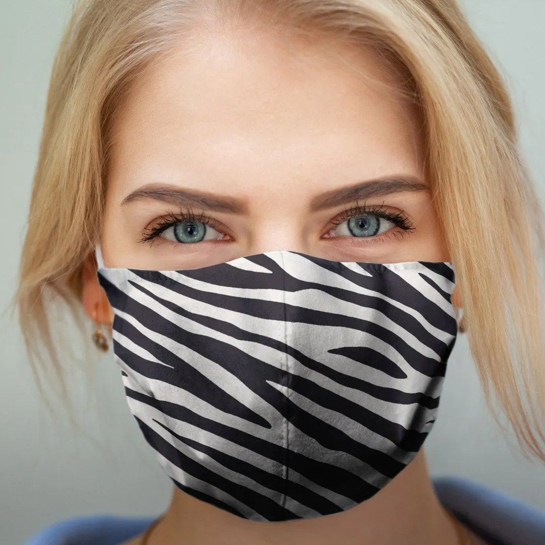 Wasbaar mondkapje stof Zebra